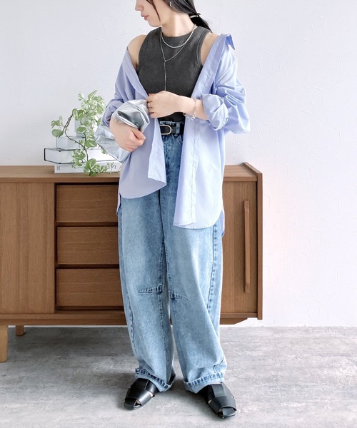 reca（レカ）の「カップ付きアメスリタンク（タンクトップ・レディース・キナリ/ブルー系その他/オリーブ/ライトピンク/ブラック/トップグレー/オフホワイト・FREE）」の9枚目の写真