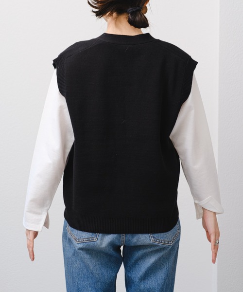 GEVACO(ゲバコ)の「【GEVACO】前開きベスト(ニット/セーター・レディース・ブラック/アイボリー/グレー・SMALL/LARGE/MEDIUM)」の9枚目の写真