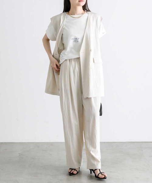 PUAL CE CIN（ピュアルセシン）の「【セットアップ対応】レーヨンナイロンウエストゴムイージーパンツ（その他パンツ・レディース・ベージュ/チャコールグレー/アイボリー・FREE）」の18枚目の写真