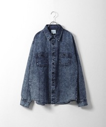ブラウス シャツ ケミカルデニムLOOSEシャツ レディース GYDA（ジェイダ）の「サイドレースアップ ケミカルデニムシャツ
