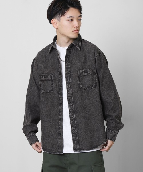 ZIP FIVE(ジップファイブ)の「【CORISCO】 デニム ケミカル ワーク ロングスリーブ シャツ / 長袖(シャツ/ブラウス・メンズ・インディゴブルー/ブラック・MEDIUM/LARGE/X-LARGE)」の2枚目の写真
