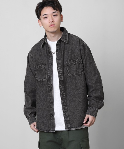 ZIP FIVE(ジップファイブ)の「【CORISCO】 デニム ケミカル ワーク ロングスリーブ シャツ / 長袖(シャツ/ブラウス・メンズ・インディゴブルー/ブラック・MEDIUM/LARGE/X-LARGE)」の3枚目の写真