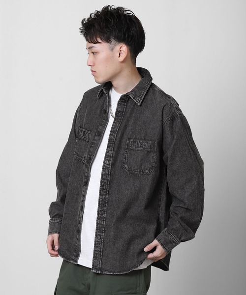 ZIP FIVE(ジップファイブ)の「【CORISCO】 デニム ケミカル ワーク ロングスリーブ シャツ / 長袖(シャツ/ブラウス・メンズ・インディゴブルー/ブラック・MEDIUM/LARGE/X-LARGE)」の4枚目の写真