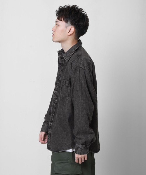 ZIP FIVE(ジップファイブ)の「【CORISCO】 デニム ケミカル ワーク ロングスリーブ シャツ / 長袖(シャツ/ブラウス・メンズ・インディゴブルー/ブラック・MEDIUM/LARGE/X-LARGE)」の5枚目の写真
