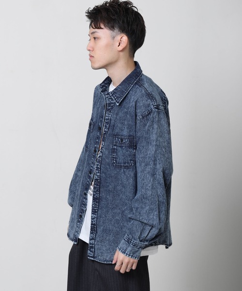 ZIP FIVE(ジップファイブ)の「【CORISCO】 デニム ケミカル ワーク ロングスリーブ シャツ / 長袖(シャツ/ブラウス・メンズ・インディゴブルー/ブラック・MEDIUM/LARGE/X-LARGE)」の9枚目の写真