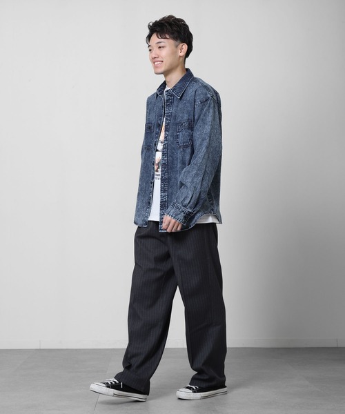ZIP FIVE(ジップファイブ)の「【CORISCO】 デニム ケミカル ワーク ロングスリーブ シャツ / 長袖(シャツ/ブラウス・メンズ・インディゴブルー/ブラック・MEDIUM/LARGE/X-LARGE)」の11枚目の写真