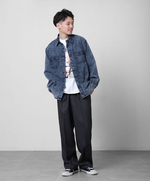 ZIP FIVE(ジップファイブ)の「【CORISCO】 デニム ケミカル ワーク ロングスリーブ シャツ / 長袖(シャツ/ブラウス・メンズ・インディゴブルー/ブラック・MEDIUM/LARGE/X-LARGE)」の10枚目の写真