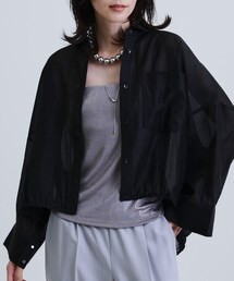 【再入荷】シアーローンステンカラーシャツ/シアーシャツ/シアートップス