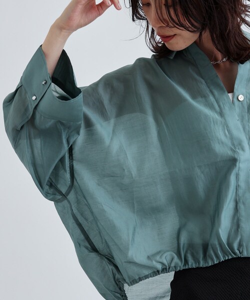 GALLEST（ギャレスト）の「【再入荷】シアーローンステンカラーシャツ/シアーシャツ/シアートップス（シャツ/ブラウス・レディース・オレンジ系/サンドベージュ/ブラック/ホワイト/ダークグリーン・38）」の19枚目の写真