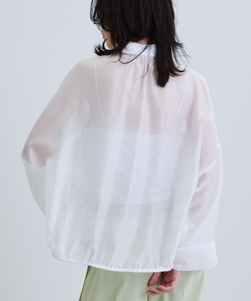 GALLEST（ギャレスト）の「【再入荷】シアーローンステンカラーシャツ/シアーシャツ/シアートップス（シャツ/ブラウス・レディース・オレンジ系/サンドベージュ/ブラック/ホワイト/ダークグリーン・38）」の7枚目の写真