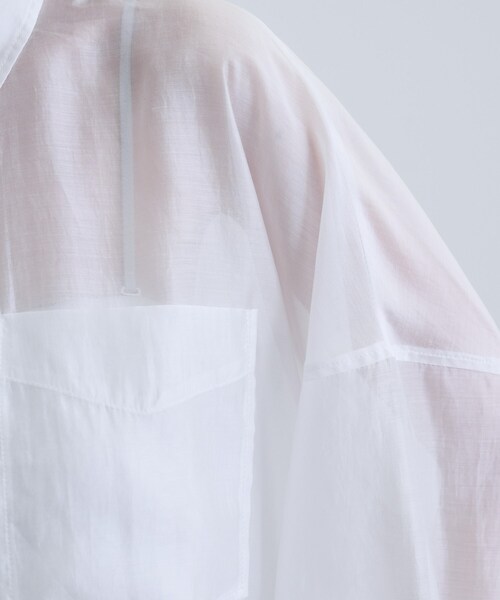 GALLEST（ギャレスト）の「【再入荷】シアーローンステンカラーシャツ/シアーシャツ/シアートップス（シャツ/ブラウス・レディース・オレンジ系/サンドベージュ/ブラック/ホワイト/ダークグリーン・38）」の8枚目の写真