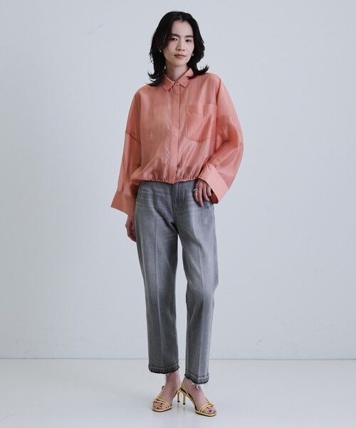 GALLEST（ギャレスト）の「【再入荷】シアーローンステンカラーシャツ/シアーシャツ/シアートップス（シャツ/ブラウス・レディース・オレンジ系/サンドベージュ/ブラック/ホワイト/ダークグリーン・38）」の10枚目の写真