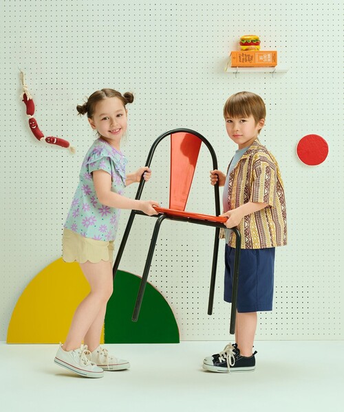 BEAMS mini（ビームスミニ）の「撥水 ワッシャー スカラップ ショートパンツ2025SS（90～150cm）（その他パンツ・キッズ・ベージュ/ブルー・90/100/110/130/120/140/150）」の5枚目の写真