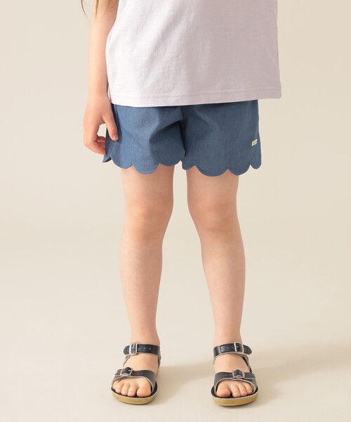 BEAMS mini（ビームスミニ）の「撥水 ワッシャー スカラップ ショートパンツ2025SS（90～150cm）（その他パンツ・キッズ・ベージュ/ブルー・90/100/110/130/120/140/150）」の6枚目の写真