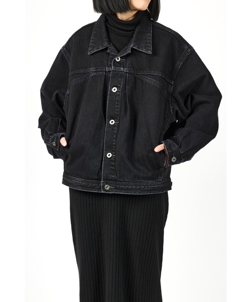 fireservice(ファイヤーサービス)の「Fire Service タックデザインジャケット(デニムジャケット・レディース・ブラック・0/1/2)」の1枚目の写真