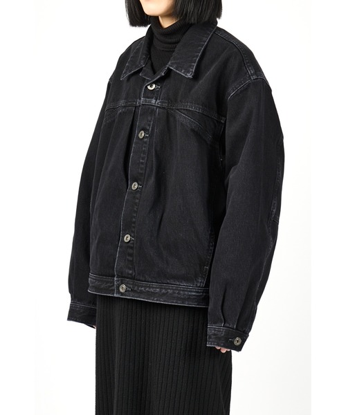 fireservice(ファイヤーサービス)の「Fire Service タックデザインジャケット(デニムジャケット・レディース・ブラック・0/1/2)」の2枚目の写真