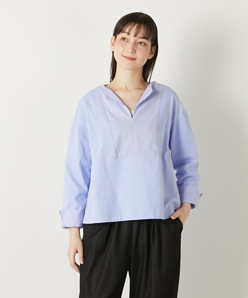 LOGEMENT DE CLAIRE(ロジュモンドクレール)の「【LOURMARIN】布帛コンビキーネックプルオーバー(Tシャツ/カットソー・レディース・ブルー/チャコールグレー/ホワイト/イエロー・FREE)」の3枚目の写真