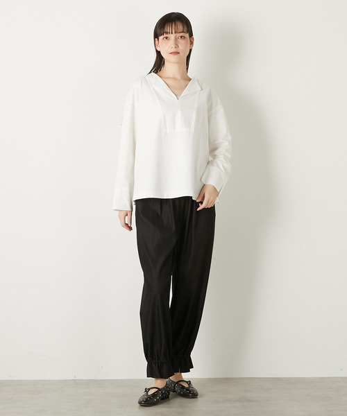LOGEMENT DE CLAIRE(ロジュモンドクレール)の「【LOURMARIN】布帛コンビキーネックプルオーバー(Tシャツ/カットソー・レディース・ブルー/チャコールグレー/ホワイト/イエロー・FREE)」の5枚目の写真