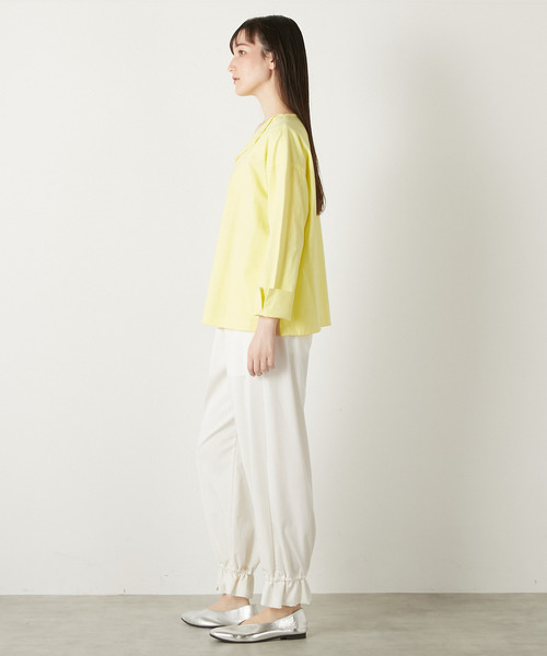 LOGEMENT DE CLAIRE(ロジュモンドクレール)の「【LOURMARIN】布帛コンビキーネックプルオーバー(Tシャツ/カットソー・レディース・ブルー/チャコールグレー/ホワイト/イエロー・FREE)」の8枚目の写真