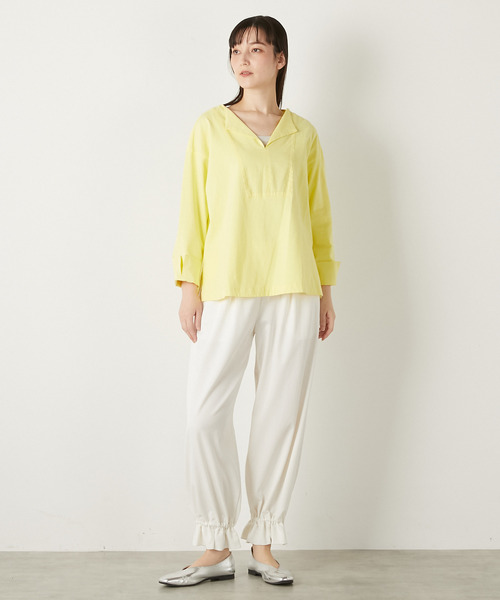 LOGEMENT DE CLAIRE(ロジュモンドクレール)の「【LOURMARIN】布帛コンビキーネックプルオーバー(Tシャツ/カットソー・レディース・ブルー/チャコールグレー/ホワイト/イエロー・FREE)」の11枚目の写真