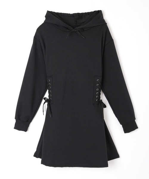 M DOLLY(エムドリー)の「side lace up hoodie dress/サイドレースアップフーディドレス(ワンピース・レディース・ブラック/グレー・FREE)」の12枚目の写真