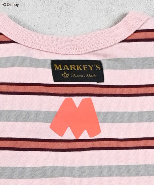 Disney（ディズニー）の「【Disney】ミッキーマウス/マルチボーダーTシャツ（Tシャツ/カットソー・キッズ・ピンク/グリーン・80/90/95/100/110/120/130/140/150）」の7枚目の写真