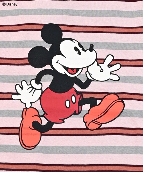 Disney（ディズニー）の「【Disney】ミッキーマウス/マルチボーダーTシャツ（Tシャツ/カットソー・キッズ・ピンク/グリーン・80/90/95/100/110/120/130/140/150）」の8枚目の写真