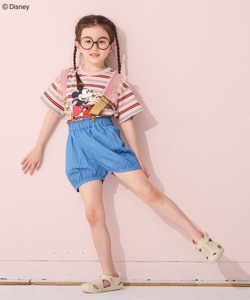 Disney（ディズニー）の「【Disney】ミッキーマウス/マルチボーダーTシャツ（Tシャツ/カットソー・キッズ・ピンク/グリーン・80/90/95/100/110/120/130/140/150）」の15枚目の写真