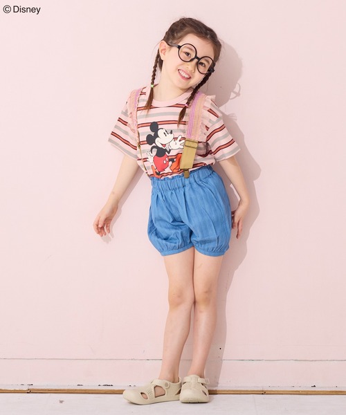 Disney（ディズニー）の「【Disney】ミッキーマウス/マルチボーダーTシャツ（Tシャツ/カットソー・キッズ・ピンク/グリーン・80/90/95/100/110/120/130/140/150）」の17枚目の写真