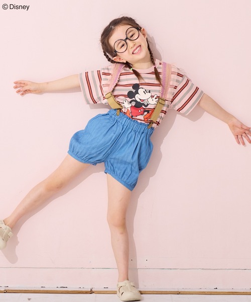 Disney（ディズニー）の「【Disney】ミッキーマウス/マルチボーダーTシャツ（Tシャツ/カットソー・キッズ・ピンク/グリーン・80/90/95/100/110/120/130/140/150）」の18枚目の写真