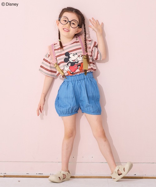 Disney（ディズニー）の「【Disney】ミッキーマウス/マルチボーダーTシャツ（Tシャツ/カットソー・キッズ・ピンク/グリーン・80/90/95/100/110/120/130/140/150）」の19枚目の写真