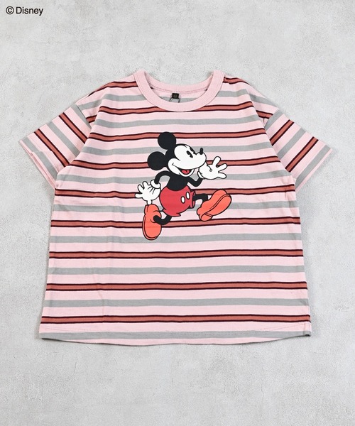 Disney（ディズニー）の「【Disney】ミッキーマウス/マルチボーダーTシャツ（Tシャツ/カットソー・キッズ・ピンク/グリーン・80/90/95/100/110/120/130/140/150）」の10枚目の写真
