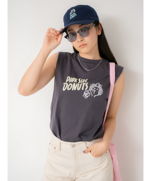 Ungrid（アングリッド）の「PARK SIDE DONUTS別注ロゴタンクトップ（タンクトップ・レディース・ピンク/オフホワイト/チャコールグレー・FREE）」の3枚目の写真