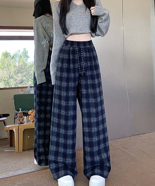 Girly Doll(ガーリードール)の「チェックワイドイージーパンツ(その他パンツ・レディース・ネイビー/ブラック・L/M)」の6枚目の写真