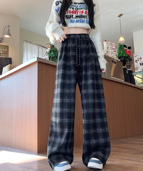 Girly Doll(ガーリードール)の「チェックワイドイージーパンツ(その他パンツ・レディース・ネイビー/ブラック・L/M)」の10枚目の写真