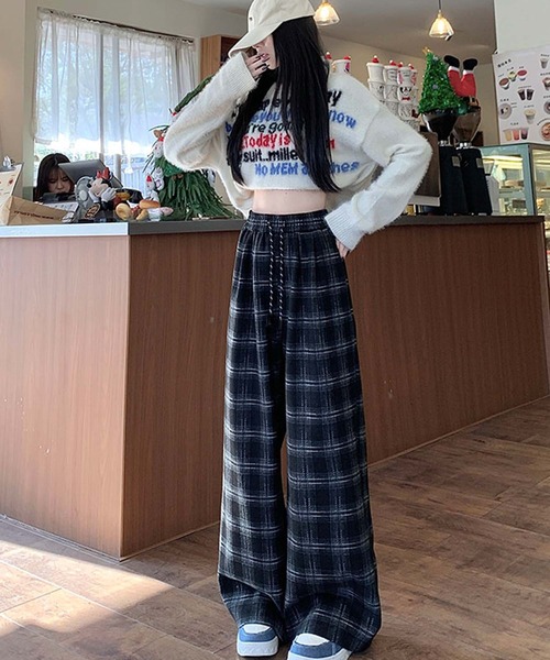 Girly Doll(ガーリードール)の「チェックワイドイージーパンツ(その他パンツ・レディース・ネイビー/ブラック・L/M)」の11枚目の写真