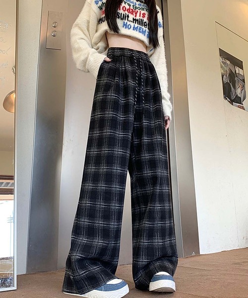 Girly Doll(ガーリードール)の「チェックワイドイージーパンツ(その他パンツ・レディース・ネイビー/ブラック・L/M)」の13枚目の写真