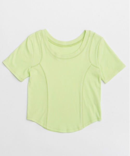 MAISON SPECIAL(メゾンスペシャル)の「Bicolor Stitch Compact T-shirt/バイカラーステッチコンパクトTシャツ(Tシャツ/カットソー・レディース・チャコールグレー/ホワイト/ライム/ピンク・FREE)」の15枚目の写真