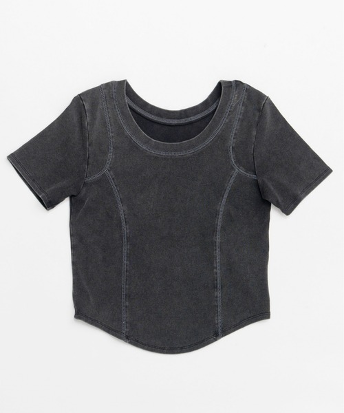 MAISON SPECIAL(メゾンスペシャル)の「Bicolor Stitch Compact T-shirt/バイカラーステッチコンパクトTシャツ(Tシャツ/カットソー・レディース・チャコールグレー/ホワイト/ライム/ピンク・FREE)」の16枚目の写真