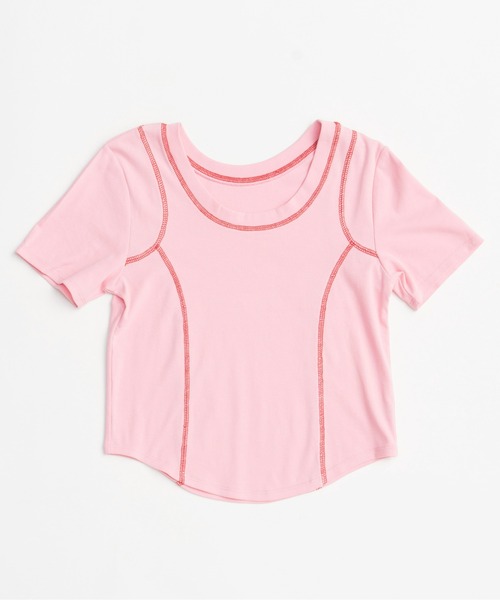 MAISON SPECIAL(メゾンスペシャル)の「Bicolor Stitch Compact T-shirt/バイカラーステッチコンパクトTシャツ(Tシャツ/カットソー・レディース・チャコールグレー/ホワイト/ライム/ピンク・FREE)」の17枚目の写真