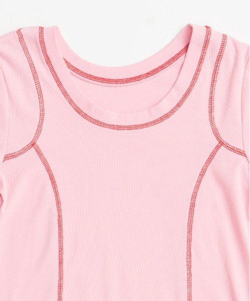 MAISON SPECIAL(メゾンスペシャル)の「Bicolor Stitch Compact T-shirt/バイカラーステッチコンパクトTシャツ(Tシャツ/カットソー・レディース・チャコールグレー/ホワイト/ライム/ピンク・FREE)」の18枚目の写真