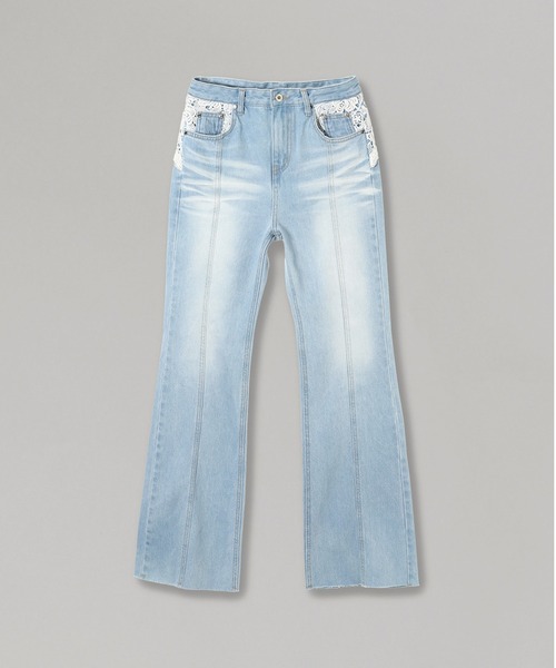 rokh（ロク）の「rokh DENIM PANTS WITH LACE R1CA99（デニムパンツ・レディース・インディゴブルー/ブラック・36inch/34inch/38inch）」の6枚目の写真