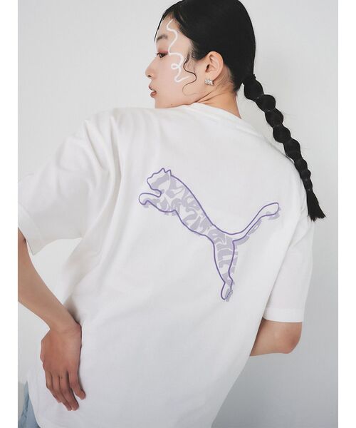 PUMA(プーマ)の「PUMA MURUA CAT MESSAGE TEE(Tシャツ/カットソー・レディース・ブラック/ホワイト・FREE)」の1枚目の写真