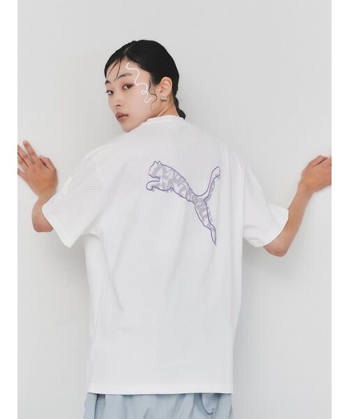 PUMA(プーマ)の「PUMA MURUA CAT MESSAGE TEE(Tシャツ/カットソー・レディース・ブラック/ホワイト・FREE)」の6枚目の写真