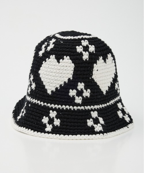 SLY（スライ）の「HEART KNIT BUCKET HAT ハート ニット バケット ハット（ハット・レディース・ブラック/ブルー・FREE）」の3枚目の写真
