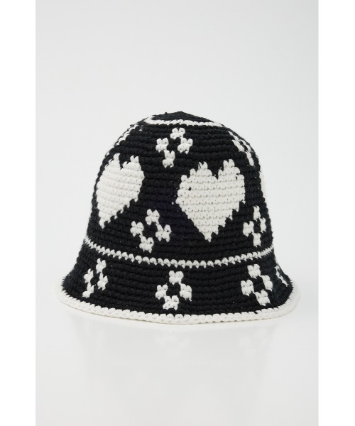 SLY（スライ）の「HEART KNIT BUCKET HAT ハート ニット バケット ハット（ハット・レディース・ブラック/ブルー・FREE）」の4枚目の写真