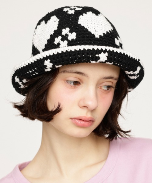 SLY（スライ）の「HEART KNIT BUCKET HAT ハート ニット バケット ハット（ハット・レディース・ブラック/ブルー・FREE）」の11枚目の写真