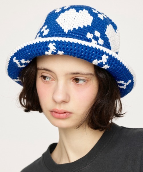 SLY（スライ）の「HEART KNIT BUCKET HAT ハート ニット バケット ハット（ハット・レディース・ブラック/ブルー・FREE）」の20枚目の写真