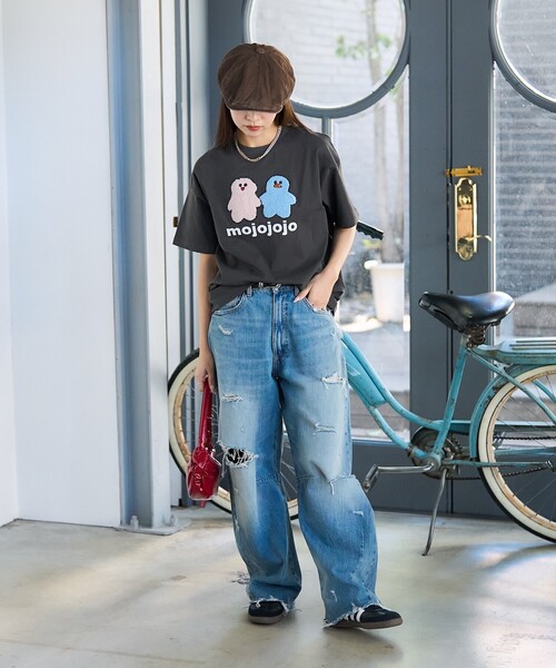 PUBLUX（パブリュクス）の「PUBLUX/パブリュクス mojojojo 相良刺繍 アートTシャツ　限定展開（Tシャツ/カットソー・レディース・グレー/オフホワイト・ﾌﾘ-）」の6枚目の写真