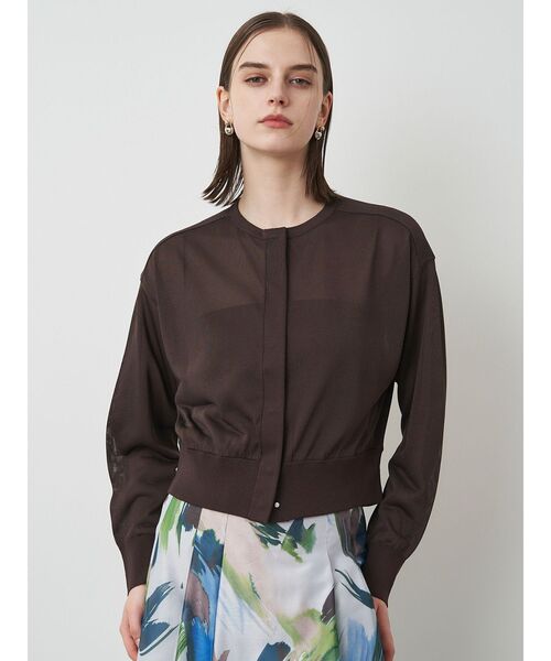 ELENDEEK（エレンディーク）の「ハイツイストシアーカーディガン（カーディガン/ボレロ・レディース・グリーン/ブラウン/オフホワイト/ダークオレンジ・FREE）」の3枚目の写真